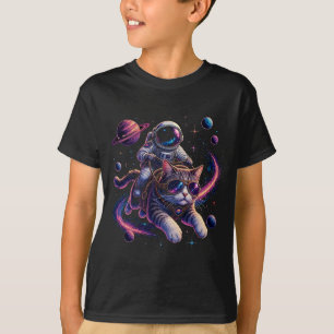 Astronautkatt som rider genom rymden t shirt