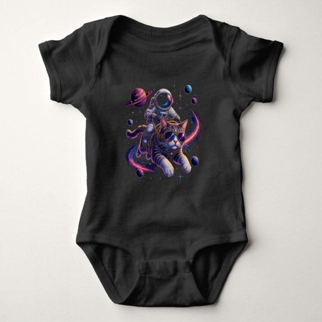 Astronautkatt som rider genom rymden t shirt (Framsida)