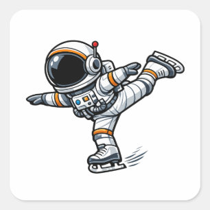 Astronautkonståkning Fyrkantigt Klistermärke