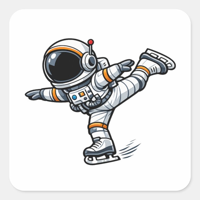 Astronautkonståkning Fyrkantigt Klistermärke (Framsida)