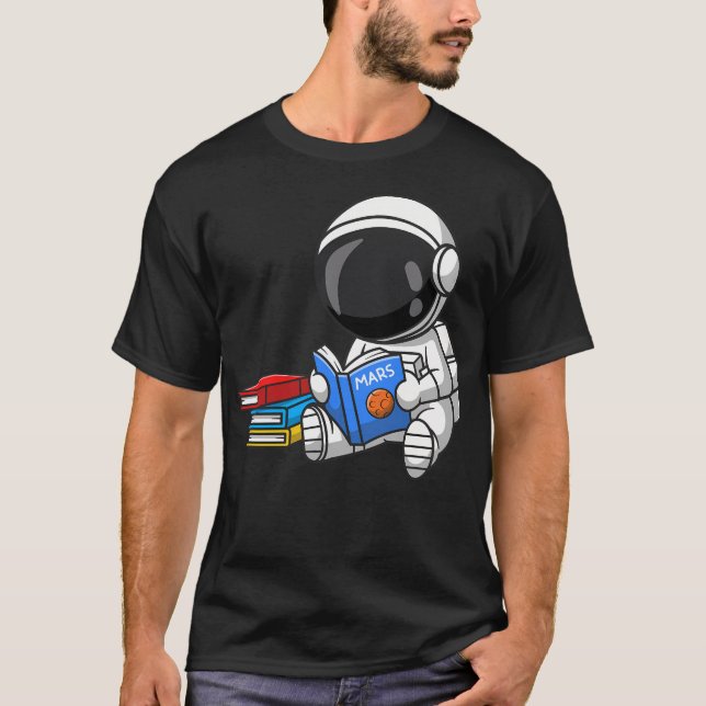 Astronautläsning Älskare Reading Älskare T Shirt (Framsida)