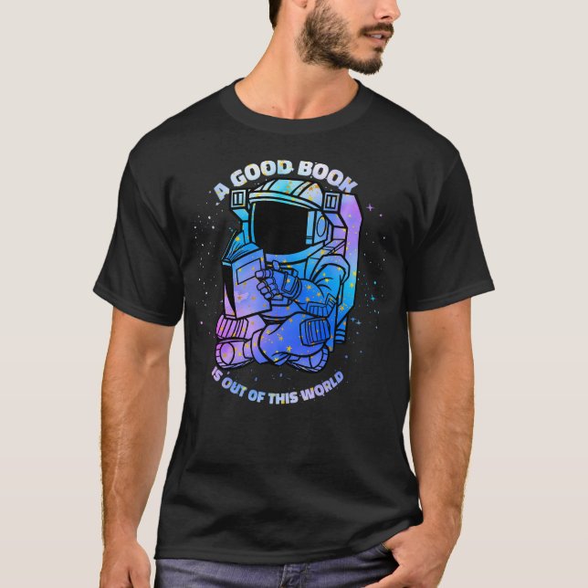 Astronautläsning Bok i rymden T Shirt (Framsida)