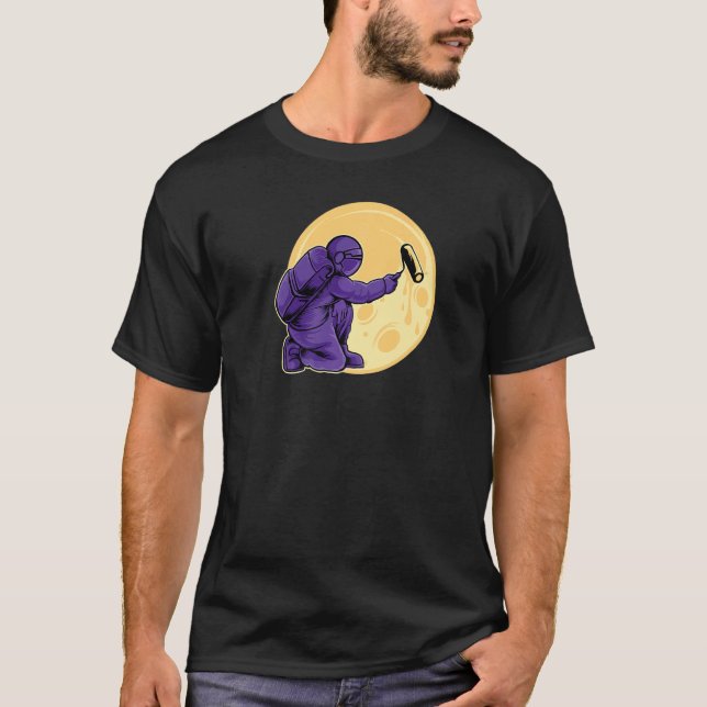 Astronautmålning i Space Måne Astronauts Premiu T Shirt (Framsida)