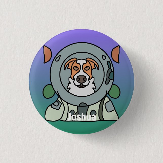 Astronautminimalistisk hund i rymden | Lustigt och Knapp (Framsida)