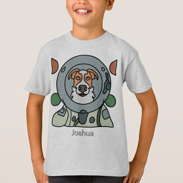 Astronautminimalistisk hund i rymden | Lustigt och T Shirt (Framsida)