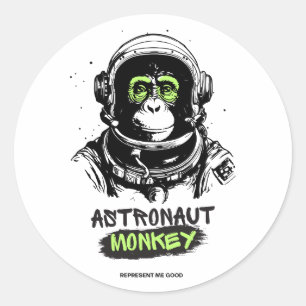 Astronautrymme, apa, autentisk hög kvalitet runt klistermärke