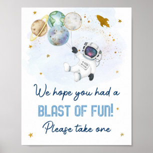 Astronautrymme blått Guld-tecken för Roligtens fav Poster