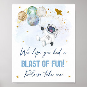 Astronautrymme blått Guld-tecken för Roligtens fav Poster