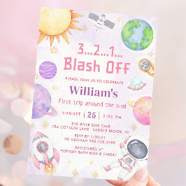 Astronautrymmet första Resa runt Sol-födelsedagen Inbjudningar