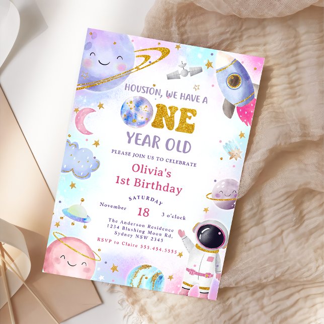 Astronautrymmet första Resa runt Sol-födelsedagen Inbjudningar (Skapare uppladdad)