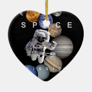 astronautrymmet uppdrag solsystemsplattor julgransprydnad keramik