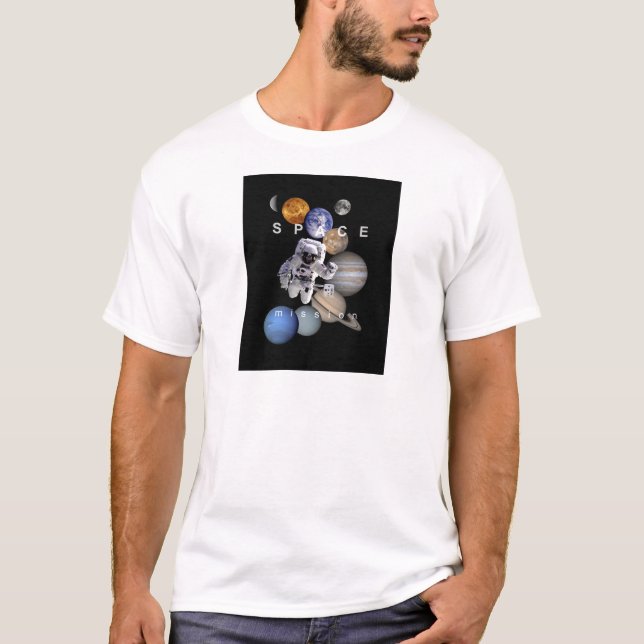 astronautrymmet uppdrag solsystemsplattor t-shirt (Framsida)