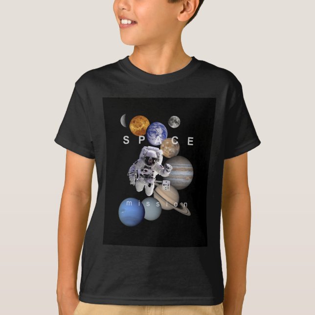 astronautrymmet uppdrag solsystemsplattor t-shirt (Framsida)