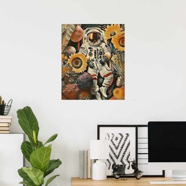 Astronauts blomstersäng Digital konst Poster (Hemmakontoret)