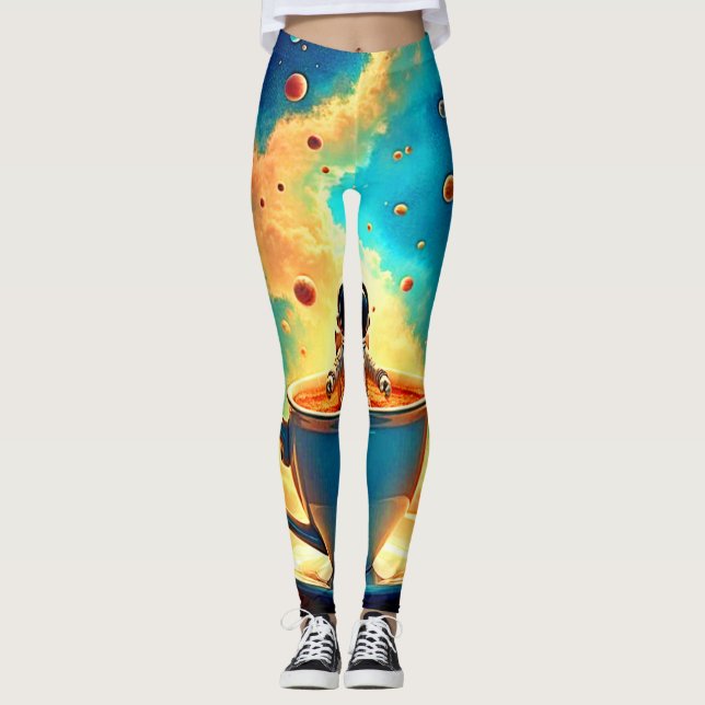 Astronaut's Coffee Cosmos Journey Leggings (Framsida)