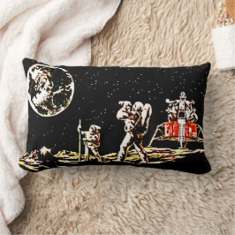 Astronauts Gazing på jorden - Retro Galaxy Lumbarkudde