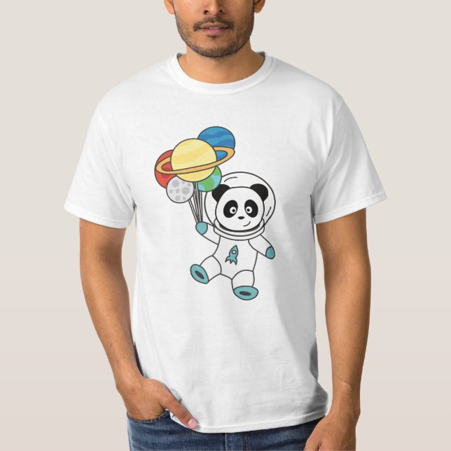 Astronauts Pandas Planet Earth Space T Shirt (Framsida)