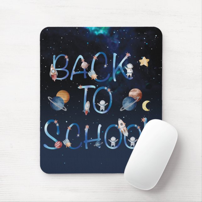 Astronauts Planets Space, Back to school Mouse Pad Musmatta (Med mus)
