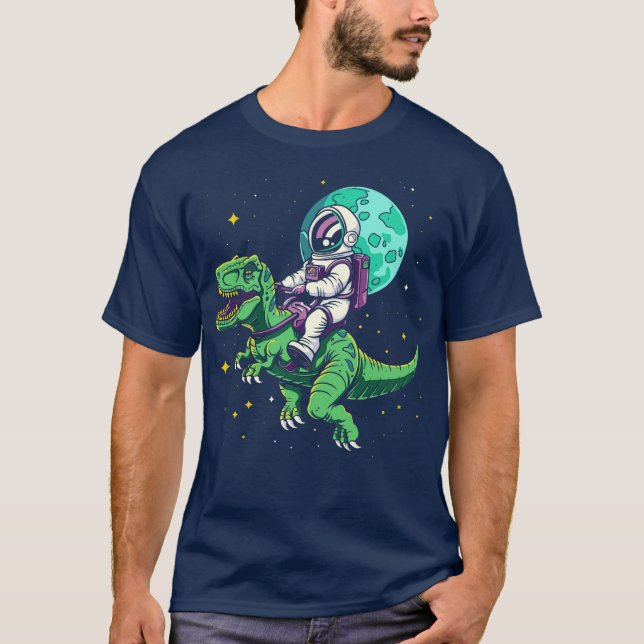 Astronauts ridning TRex T Shirt (Framsida)