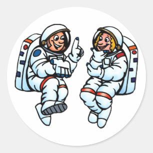 Astronauts Stickers Runt Klistermärke