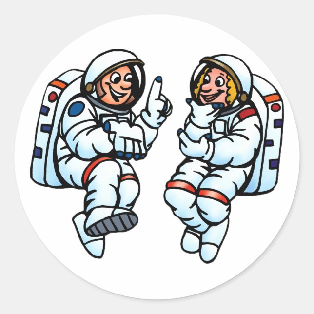 Astronauts Stickers Runt Klistermärke (Framsida)