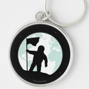 AstronautSilhouette Rund Silverfärgad Nyckelring