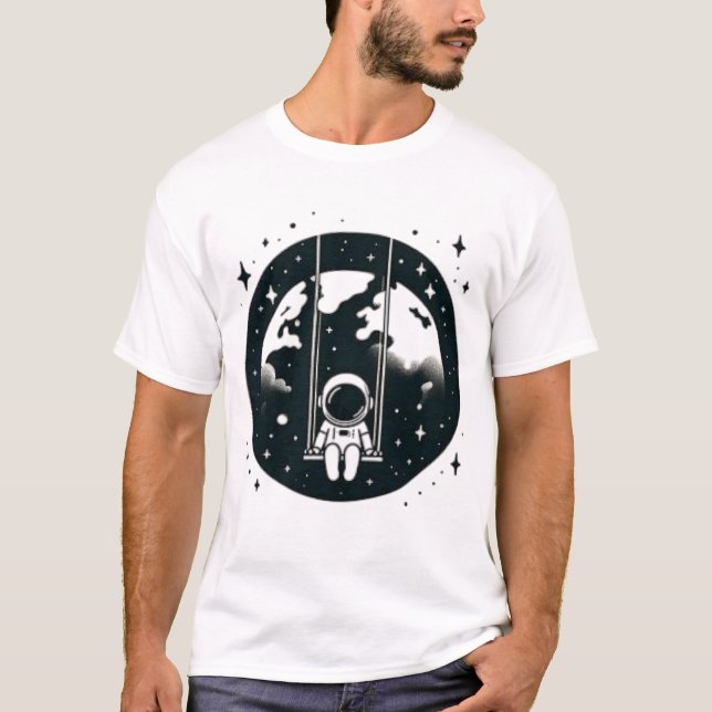 astronautsving i rymdens jord t shirt (Framsida)