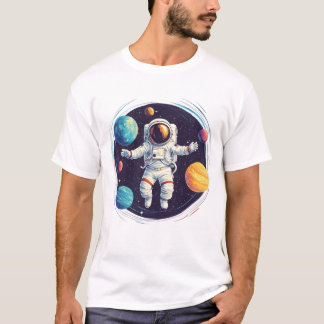 Astronautundersökning av färgstarka solsystem t shirt