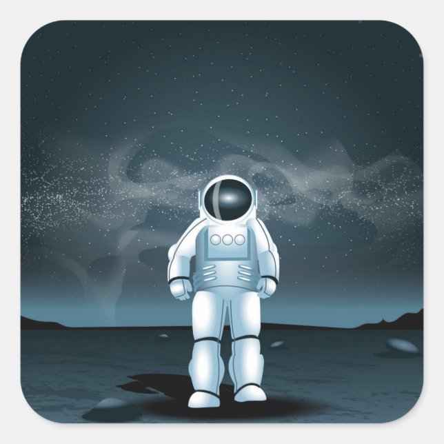 Astronautundersökning Fyrkantigt Klistermärke (Framsida)