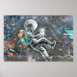 Astronautväggmålning i Astoria Queens New York Poster