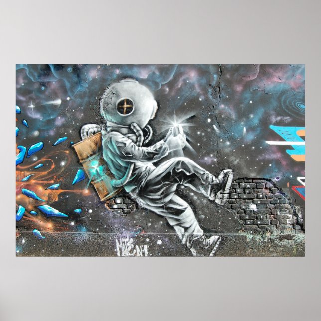 Astronautväggmålning i Astoria Queens New York Poster (Framsidan)