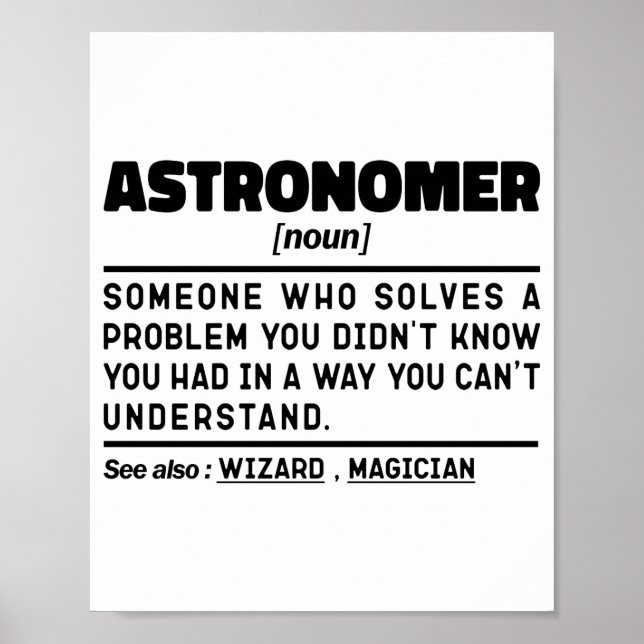 Astronom Nomen Definition Vetenskapsman Roliga Cit Poster (Framsidan)