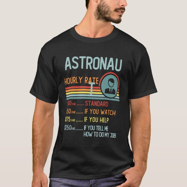 Astronomer Hourly Rate T-Shirt Retro Job Title (Framsida)