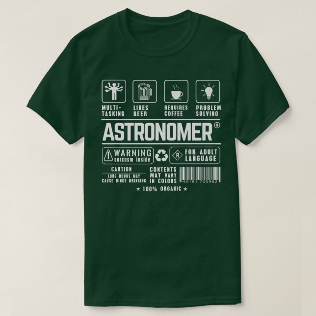 Astronomer Multitasking Beer Coffee Problem Solvin T Shirt (Design framsida)