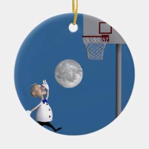 Astronomer spelar basketboll julgransprydnad keramik