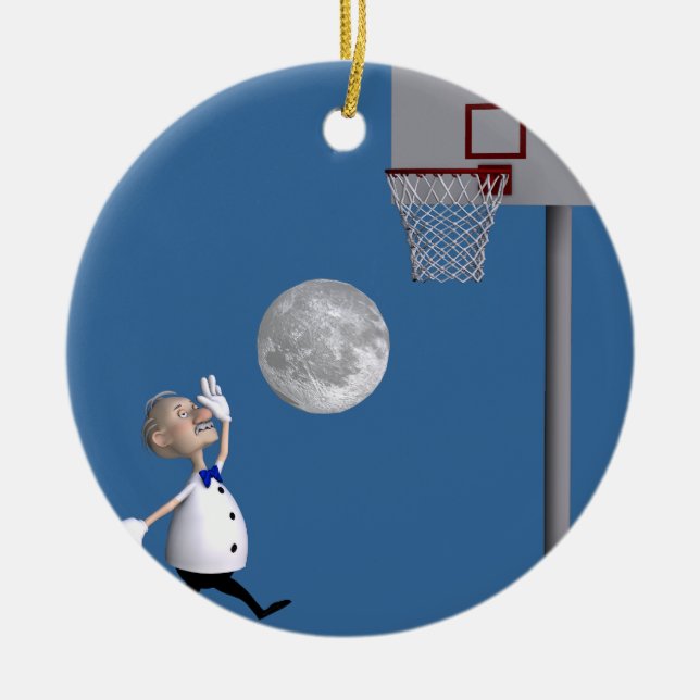 Astronomer spelar basketboll julgransprydnad keramik (Framsidan)