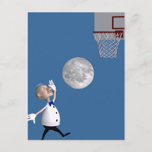 Astronomer spelar basketboll vykort (Framsida)