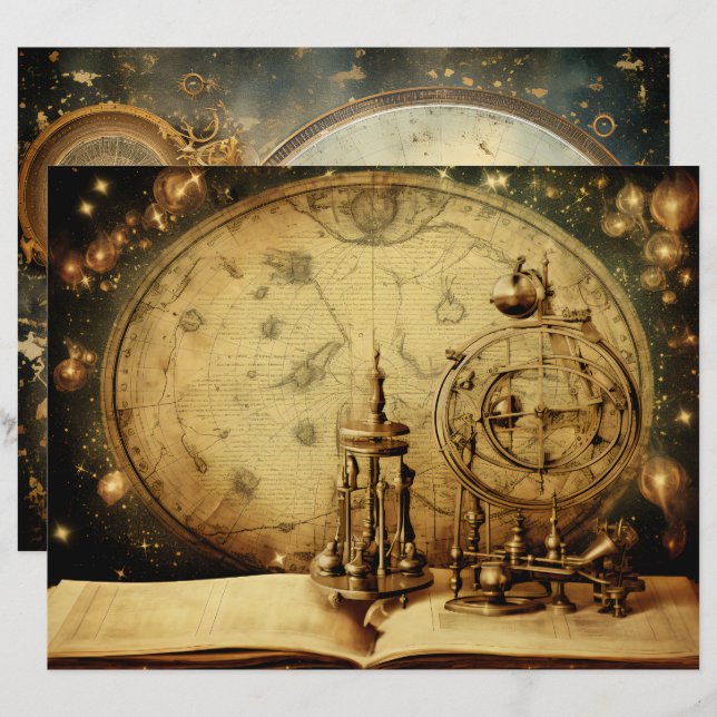 Astronomi Akademia Scrapbook Papper (Fram/baksida)