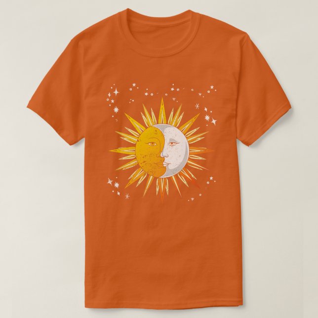 Astronomi Älskare Celestial Bodies Sol Måne Astrol T Shirt (Design framsida)