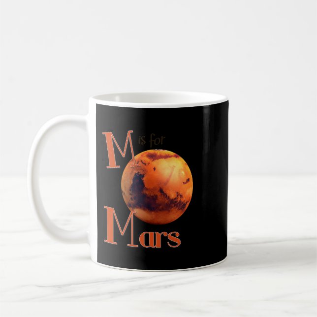 Astronomi Älskare M är för Mars Red Planet Astrono Kaffemugg (Vänster)