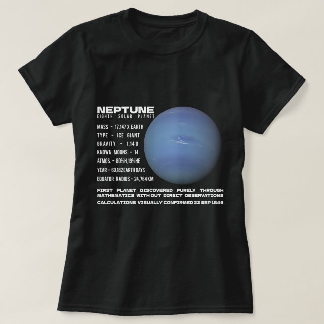 Astronomi Älskare Neptune Planet Facts Space Explo T Shirt (Design framsida)