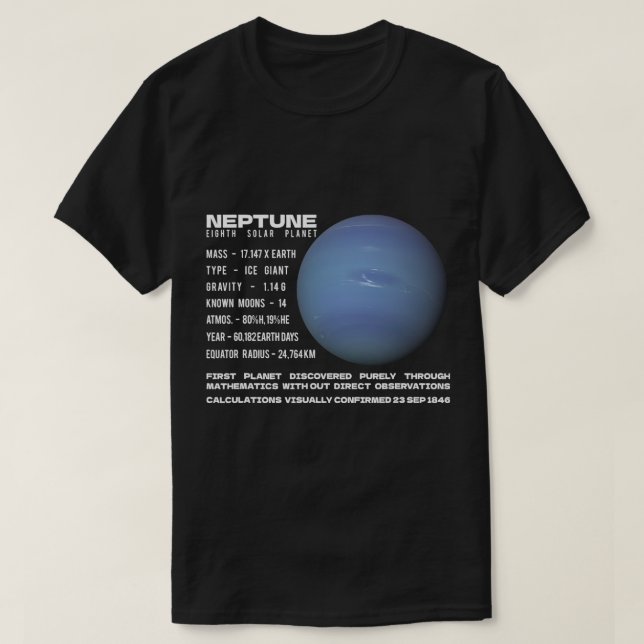 Astronomi Älskare Neptune Planet Facts Space Explo T Shirt (Design framsida)
