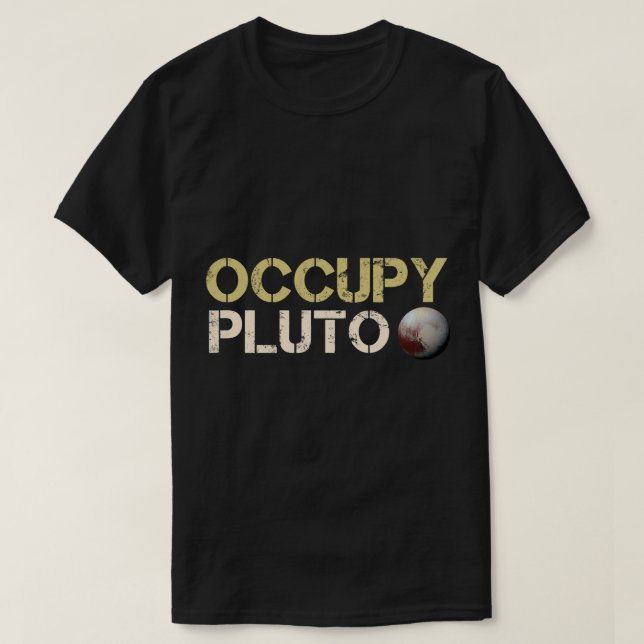 Astronomi Älskare Occupy Pluto Planet Kuiper Bälte T Shirt (Design framsida)