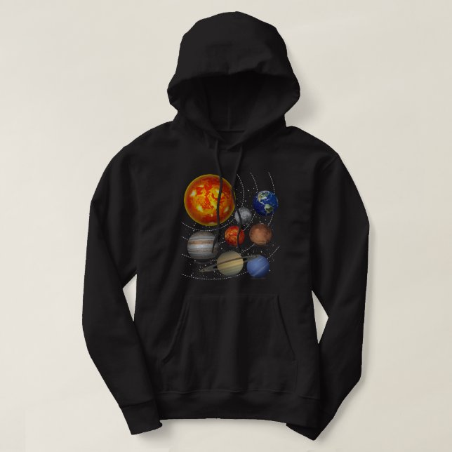 Astronomi Älskare Planets Sol Universe Galaxy Oute Hoodie (Design framsida)