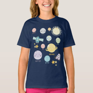 Astronomi för system för gulligt Kawaii planet T Shirt