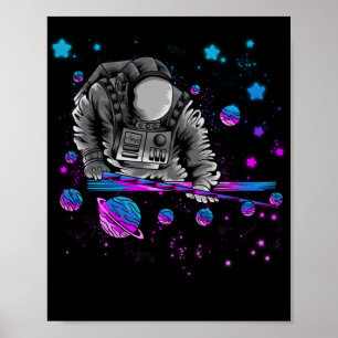 Astronomi Galaxy Billiard Player Astronaut Bassäng Poster