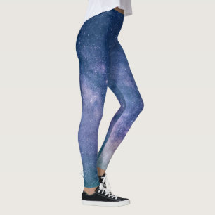 Astronomi kosmos blå lila violett himmel stjärnor leggings