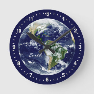 Astronomi & Planet Earth Clock, Space Rund Klocka
