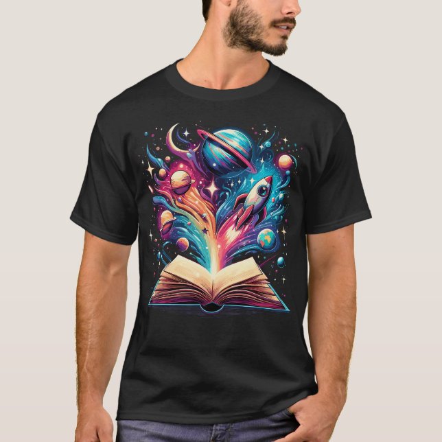 Astronomi Rymd Älskare Böcker T Shirt (Framsida)