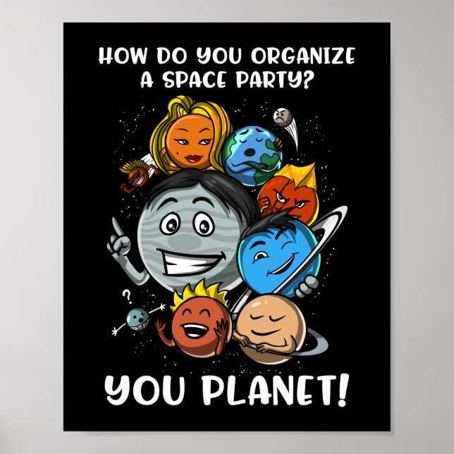 Astronomi Space Party Solar System Planets Joke Poster (Framsidan)